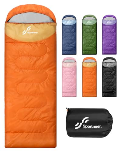 Schlafsack Outdoor - Sportneer Schlafsack Erwachsene und Kinder - Schlafsack Winter, Schlafsäcke, Camping Sleeping Bag Deckenschlafsack Leicht Tragbar für Camping Wandern Rucksackreisen