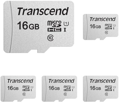 Transcend Highspeed 16GB Micro SDXC/SDHC Speicherkarte (für Smartphones, etc. und Digitalkameras) / Class 10, UHS-I – TS16GUSD300S (Packung mit 5)