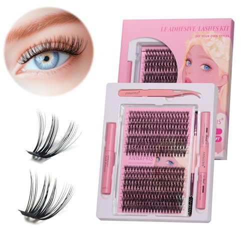 ANNAFRIS Faux Cils Individuels 30D+40D DIY Extension Cils Volume Russe Cils Kit Naturel Cluster Lashes(30D+40D)