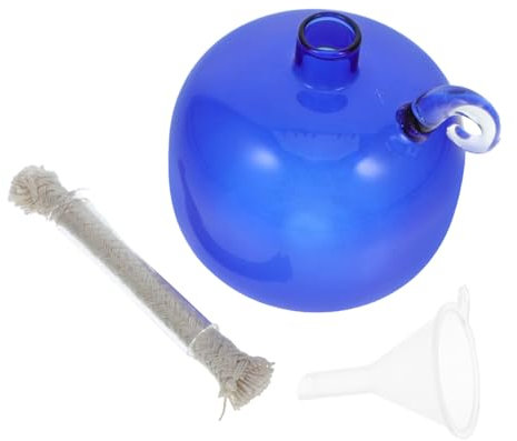 SOLUSTRE Glasöllampe Buchförmige Kerze Glasölbrenner Lampenöl Flüssigkerzen Kerzenöl Ewige Kerze Paraffinlampe Öllampe Glas Aromatherapielampe Ersatzkerzenschale Blau