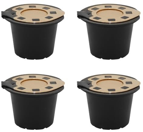 Lot de 4 dosettes de café réutilisables rechargeables avec couvercle en acier inoxydable pour machine à expresso