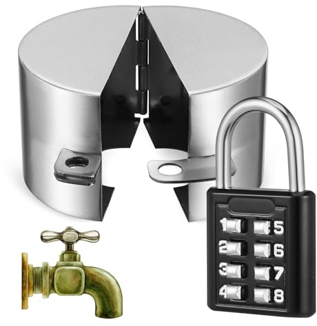 Hemobllo Outdoor Faucet Lock Cover with Coded Padlock Hose Bib Protector for Garden Spigot Security and Freeze Prevention Easy Installation
