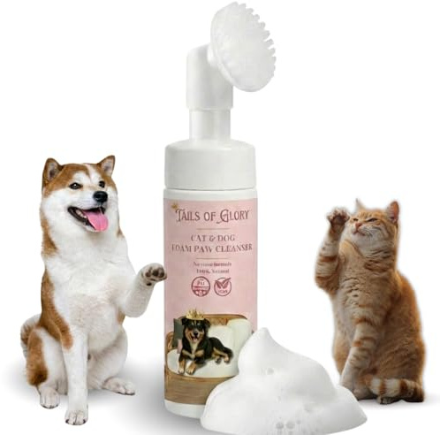 Nettoyant pattes chien et chat avec brosse, mousse sans rinçage, 200 ml