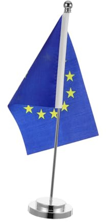 Gadpiparty Drapeau de Bureau Union Européenne Ue Petit Format avec Socle Stable, Drapeau de Table Décoratif pour Bureau, Salle de Classe et Fêtes, Accessoire de Décoration Festive pour