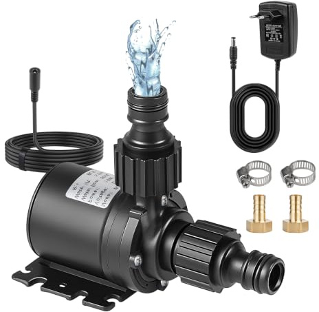 EXLECO DC 12V Mini Wasserpumpe Bürstenlose mit Netzadapter 800L/H 5M | Kleine Tauchpumpe Aquariumpumpe Keramik Pumpenkern Wasser Pumpe für Aquarium Teich Brunnen Pool Wasserzirkulationssystem