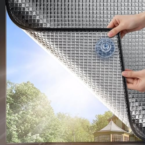 Heat Reflective Window Film,Sunshade Cooling Sun Protection Film,Aluminium Foil Privacy Window Tint,Suction Cup UV Block Heat Control Tint,for Home and Office,No Glue (80x200cm)