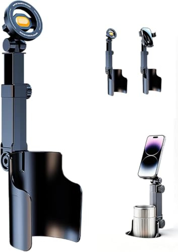 Support de téléphone 2 en 1 pour porte-gobelet de voiture, support magnétique N52 et à fixation par encliquetage, pivotant 360° et réglable en hauteur, compatible avec tous les téléphones (Magnétique)