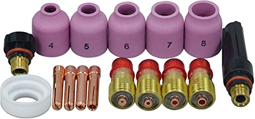 RIVERWELD TIG stubby Lente a gas 17GL332 2,4 mm 10N24S 53N61S D12,50 mm Kit adatto DB SR WP 17 18 26 Torcia per saldatura TIG 16 pezzi