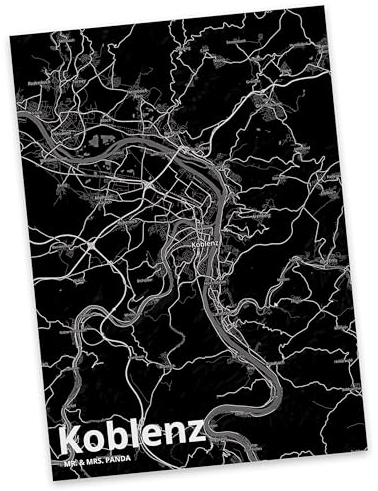 Mr. & Mrs. Panda Postkarte Koblenz - Geschenk, Einladungskarten Geburtstag, Städte, Stadt Dorf Karte Landkarte Map Stadtplan, Ansichtskarten, Stadt,