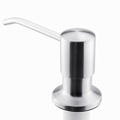 Cozhomtek Vintage Sink Soap Dispenser SUS 304 Stainless Steel Under Sink Deck Dispenser, Mount Liquid Lotion Kitchen Pump Soap Dispenser, 17 Ounce ABS PP Bottle (Satin Finished)