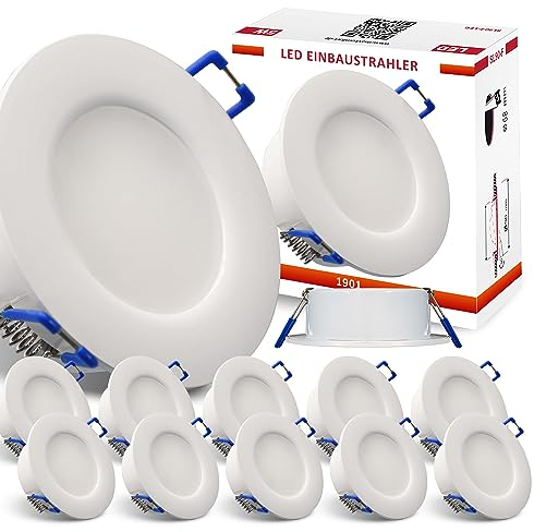 max K O M F O R T 12x IP44 LED Bad Einbaustrahler 230V sehr flach 5,5W RUND Einbauspot Einbauleuchte Einbaulampe Deckenlampe Deckenstrahler Dusche