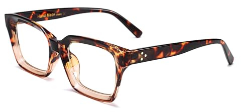 FEISEDY Klassische Brille Rechteckig Klare Linsen Dicker Brillenfassung für Damen Herren B2461