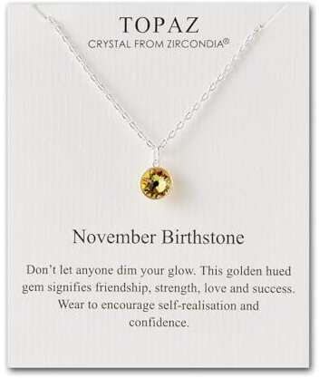 Philip Jones November (Topaz) Birthstone Necklace Created with Zircondia® Crystals
