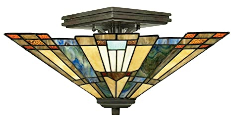 Licht-Erlebnisse Tiffany Deckenlampe ETERNO 5 Buntglas Schirm dekorativ Jugendstil Deckenleuchte Wohnzimmer Flur