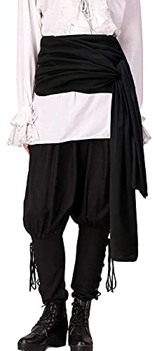 Gamusi Piratenschärpe Mittelalter Renaissance Große Schärpe Halloween Kostüm Taille Schärpe Jack Gürtel Captain Reps - Schwarz - Einheitsgröße