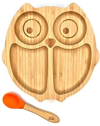 Children's plate bamboo - Owl red