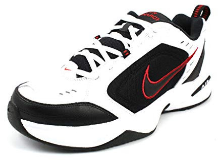 Nike Herren Air Monarch IV Weißer Synthetik/Textil Sneaker Größe 45.5 EU Mehrfarbig (White/Black-red)