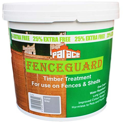 5 Litre Lunar Grey Silver One Coat Fence and Garden Shed Paint Water Repellent Quick Dry Wall Paint - Grey Silver Colour