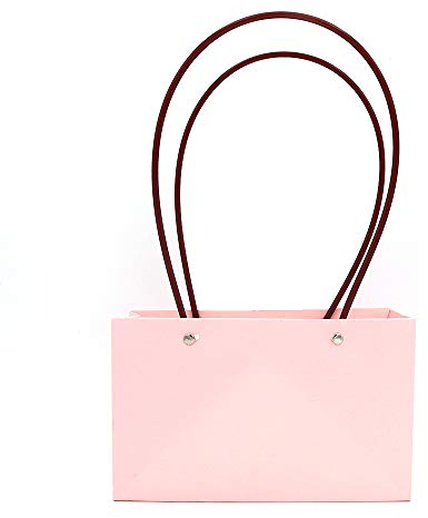 Shiwaki 5pcs Kraftpapier Blume Geschenkbeutel Bouquet Bags Box wasserdichte braune Papiertr?gertaschen mit Griff Tragetaschen für Geburtstag Hochzeitsfeier Gef?lligkeiten - Pink