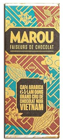 MAROU - Mini Tablette Chocolat Noir 64% Café Arabica - Grand Cru Lam Dong - 24 g - Sans Lécithine, Sans Gluten - Origine Vietnam