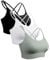 Sykooria Sport BH Damen Gepolstert Bustier Damen BH ohne Buegel Spaghettiträger Cross Back Design Push up BH Sport Bra Top für Yoga Fitness, Schwarz+Weiß+Grün S