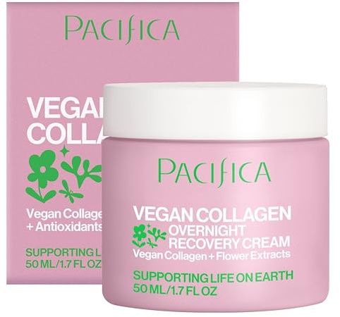 Pacifica Night Face Cream - Vegan Collagen Overnight Recovery Cream, Nighttime Face Cream for Anti-Aging & Wrinkles, Improves Dry Skin & Redness Vegan, Clean Beauty, Dermatologist Tested