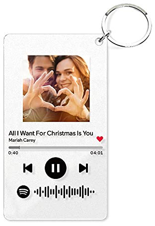 Portachiavi Personalizzato, Spotify Music Code Glass Art Acrilico Placca Foto Copertina Album, Nome della Canzone & del Cantante