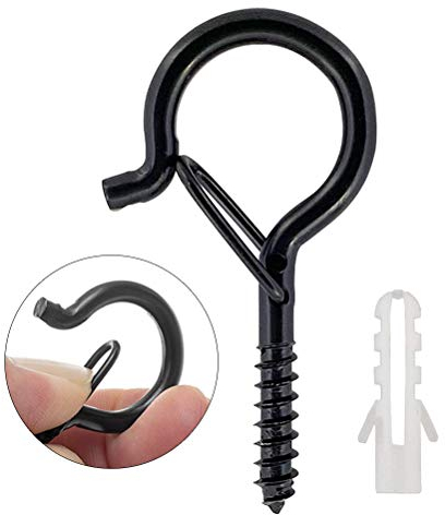 20 Stück Hakenschrauben Schraubhaken Schwarz 4mm X 55mm Deckenhaken Schwerlast mit Sicherheitsschnalle mit Schrauben zum Aufhängen von Pflanzenkörben Vogelhäuschen Windspielen Laternen Lichterketten
