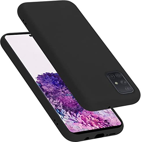 Cadorabo Hülle kompatibel mit Samsung Galaxy A51 5G Hülle Silikon Handyhülle für Galaxy A51 5G Case aus flüssigem Silikon- Kratzfeste und stoßfeste dünne TPU Schutzhülle - Liquid SCHWARZ