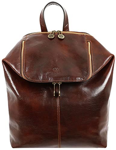Time Resistance Damen und Herren Rucksack aus Leder - Handgefertigt in Italien - 100% Lederrucksack - Vintage Rucksack - Wanderrucksack