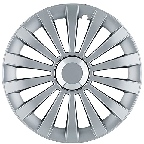 Jmb+ - Enjoliveurs Meridian Argent avec Insert Chrome 15 - Lot de 4, en Polyéthylène Résistant, Faciles À Installer, Idéaux pour Jantes en Tôle - Argent, 15