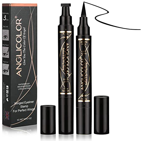 Anglicolor Eyeliner Stempel Schwarzer,2 Stifte Eyeliner wasserfest,Eyeliner schablone, SmudgeProof Flüssiger Eyeliner Stift,für Augen Make-up für einen perfekten Eye-Wing (Schwarzer)