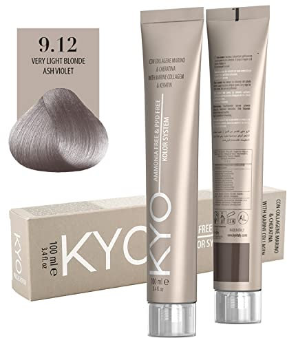 Kyo Hair Color 100 ml - Ammoniakfreie Haarfarbe angereichert mit Keratin und Meereskollagen (9.12 lichtblond asch violett)