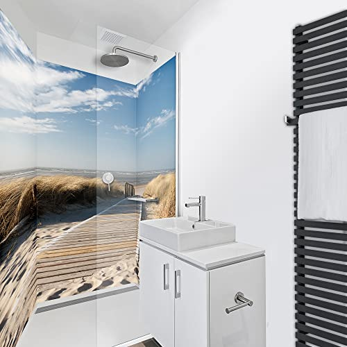 WANDFREUDE individuelle Duschrückwand Aluverbundplatte auf Maß (3 Stück - Nordsee Strand - Premium Brillant Lack) – Dusche Wandverkleidung Duschwandverkleidung Duschrückwände
