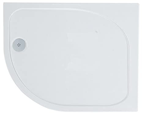 Go Bathrooms Anti Slip White Shower Tray 1000 x 800mm Left Hand Quadrant Non-Slip Shower Enclosure Cubicle Low Profile Shower Tray