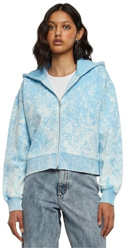 Urban Classics Damen Jacke Ladies Short Oversized Towel Washed Zip Hoody balticblue M
