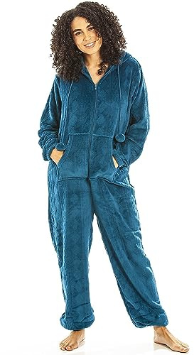 Camille Super Soft Zip-Up Hooded Women's Onesie | Thick Luxury Fleece Full-Length Women's All In One Lounge Suit, Long Sleeves, Cosy Hood, Pockets, Lightweight, Cosy Luxury
