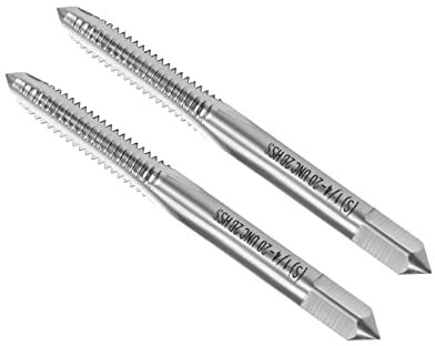 CoCud Filetage Fraisage Tarauds, 1/4-20 UNC Filetage 2B, Haute Vitesse Acier Machine 3 Droit Cannelures Vis Filetage Outil - (Applications: pour Taraudage Perçage Machine), 2 pcs