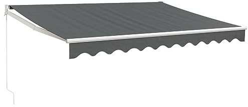 vidaXL Markise, Sonnenmarkise Einziehbar, Gelenkarmmarkise mit Kurbel, Terrassenmarkise Balkonmarkise Sonnenschutz, Anthrazit 3x2,5m Stoff Aluminium