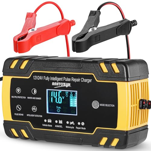 Mata1 Car Battery Charger (12V / 8A, 24V / 4A), Smart Automotive Trickle Charger w/ 4 Charging Modes, Automobile Desulfator & Maintainer for Motorcycle, Truck, Lawn Mower, RV & ATV