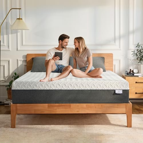 Gelsea 12 Inch Queen Mattress,Gel-Infused Green Tea Memory Foam,Medium Firm