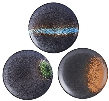 HOMSFOU 3 Pièces Assiette Ronde Assiettes À Dessert Assiettes De Service Alimentaire Assiette De Service En Céramique Plats À Dessert Plat De Service En Céramique Sauce Récipient