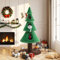 Allewie 63 Inches Indoor Cat Tree - 5ft Tower with 3 Condos, Christmas Party Decoration, Activity Center, Play House and Beds - Green
