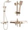 Rea Duschsystem Bravo Gold Duschset Duscharmatur mit Duschkopf und Kopfbrause aus Messing Duschgarnitur für Badezimmer (gold)