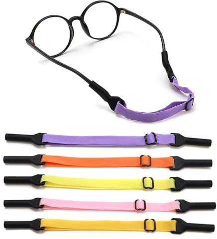 OPUGIT Verstellbarer Brillenband 5 Stück Rutschfest Brillenbänder Sport Elastisches Brillenbänder für Kinder rutschfester für Jungen und Mädchen