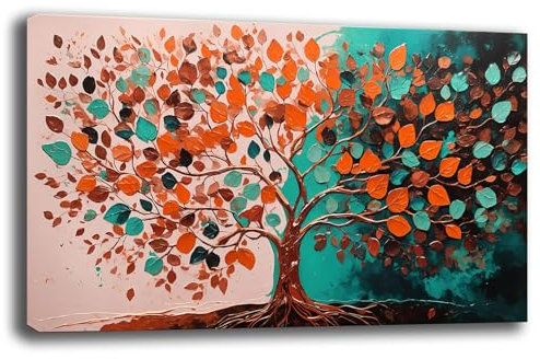 Printerland Quadro Moderno soggiorno ALBERO della VITA Astratto Quadri moderni da Parete grande Stampa su tela Canvas Decorazione Murale muro Arredo Camera da letto Salone (9, 50x100 cm)