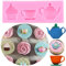 XMOLDNMS Tea Party Cake Mould Teapot Silicone Moulds Tea Cup Cupcake Fondant Mould for Cake Decorating Cupcake Topper Chocolate Candy Gum Paste Polymer Clay