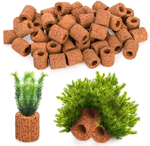 TOPZEA 50 Pcs Aquatic Water Plant Fixed Rings, Ceramic Aquarium Plant Holder Weights Aquarium Landscape Cultivation Fixed Cup Pottery Plants Pot Gravity Ring for Fish Tank Accessories