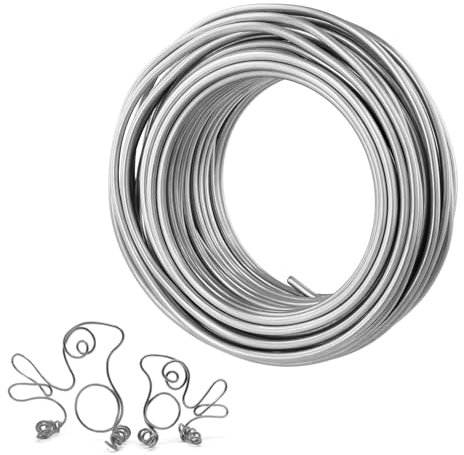 QWORK® Alambre de Aluminio Ø4mm x 20m, Alambre Flexible para Manualidades y Hacer Joyas