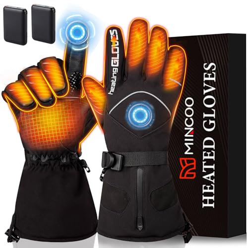 Mincoo Beheizbare Handschuhe Herren Damen mit 2 x 5v 5000mAh Wiederaufladbare Akkus Beheizte Handschuhe - 3 Einstellbarer Temperatur fur Ski Wandern Radfahren(S)